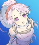  +_+ 1girl :o dress fire_emblem fire_emblem:_genealogy_of_the_holy_war hairband highres jewelry long_hair open_mouth ponytail purple_eyes purple_hair simple_background solo tailtiu_(fire_emblem) thike_sbm wide-eyed 