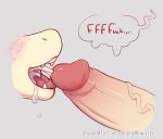  2020 ahoge_(artist) blush bodily_fluids cum cum_in_mouth cum_inside cumshot disembodied_penis drooling ejaculation erection fellatio genital_fluids genitals male oral penile penis saliva sex text tongue 