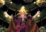  1boy blonde_hair cape fate/grand_order fate_(series) fingering formal green_eyes indoors long_hair male_focus open_mouth pale_skin rondo_(poccal) solo sweat very_long_hair wolfgang_amadeus_mozart_(fate/grand_order) 