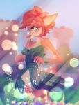  2018 activision anthro brown_body brown_fur chromatic_aberration elora faun female fur green_eyes hair leaf_clothing outside red_hair short_hair side_view smile solo spyro_the_dragon utterangle video_games 
