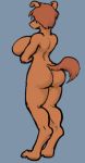  2011 anthro big_breasts big_butt biped breast_rest breasts brown_body brown_fur brown_hair butt canid canine canis crossed_arms curvy_figure digital_media_(artwork) digitigrade domestic_dog female fluffy fluffy_tail full-length_portrait fur hair hourglass_figure line_art looking_away mammal nude portrait rear_view short_hair simple_background solo test_pattern 