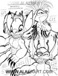  2006 2_heads 4_arms abs alaer alien antennae_(anatomy) back_spines black_and_white chopsuey claws crossed_arms dipstick_antennae disney distracting_watermark english_text experiment_(lilo_and_stitch) experiment_627 fur group leroy_(lilo_and_stitch) lilo_and_stitch long_claws male monochrome multi_arm multi_head multi_limb multicolored_antennae muscular muscular_male narrowed_eyes notched_ear open_mouth open_smile signature simple_background smile squint text traditional_media_(artwork) url watermark white_background 