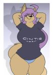  absurd_res anthro canid canine clothing female feonna_starglaze hair hi_res mammal shirt smile solo theroflcoptr topwear 