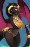  2020 anthro black_hair breasts claws digital_media_(artwork) dragon female hair horn kameloh madam_reni_(twokinds) membrane_(anatomy) membranous_wings non-mammal_breasts scalie solo twokinds webcomic western_dragon wide_hips wings yellow_eyes 