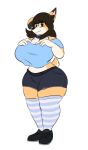  anthro big_breasts breasts canid canine canis cleavage clothed clothing domestic_dog eyewear female glasses hair herding_dog hi_res huge_breasts mammal pastoral_dog smile solo theroflcoptr thick_thighs welsh_corgi 