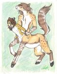  2011 5_fingers anthro arm_grab biped black_body black_fur black_hooves black_nose black_spots blue_eyes border brown_body brown_fur brown_hair brown_spots brown_tail cheetah chest_tuft colored_pencil_(artwork) duo equid equid_taur equine equine_taur esteedee feet_first felid feline fingerless_(marking) fingers fur green_background hair hand_on_shoulder hooves kibacheetah long_hair male mammal mammal_taur multicolored_body multicolored_fur multicolored_tail nipples orange_body orange_fur pink_nipples pouch_(anatomy) pouch_vore quadruped signature simple_background spots spotted_body spotted_fur taur traditional_media_(artwork) tuft two_tone_tail vore whiskers white_body white_border white_fur white_tail yellow_body yellow_fur 