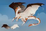  2020 alsares ambiguous_gender claws digital_media_(artwork) dragon feral hair horn membrane_(anatomy) membranous_wings open_mouth orange_hair scales scalie solo teeth western_dragon white_body white_hair white_scales wings 