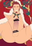  1boy abs alternate_costume alternate_eye_color anus ass bar_censor bara beard bell blue_eyes brown_hair censored chest christmas erection facial_hair fate/grand_order fate_(series) gift goatee hunterkay looking_at_viewer male_focus merry_christmas muscle napoleon_bonaparte_(fate/grand_order) navel pectorals penis pov revealing_clothes santa_costume scar shirtless sideburns smile solo spread_legs testicles thick_thighs thighs unbuttoned veins veiny_penis 
