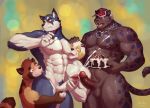  2020 5_fingers abs absurd_res anthro aoba_(kemo_coliseum) baiyushou balls biceps biped bird_dog birthday_cake blue_eyes blush bodily_fluids brown_body brown_fur cake canid canine canis chubby_male clothing cum cumshot domestic_dog ejaculation erection felid fingers food food_fetish food_play fur genital_fluids genitals grey_body grey_fur group hat headgear headwear hi_res humanoid_genitalia humanoid_hands humanoid_penis hunting_dog husky kemo_coliseum labrador lef_(kemo_coliseum) licking male male/male mammal muscular muscular_anthro muscular_male nipple_fetish nipple_lick nipple_piercing nipple_play nipples nordic_sled_dog one_eye_closed pantherine pecs penis piercing raccoon_dog retriever rubido_(null-ghost) signature spitz spots spotted_body spotted_fur spotted_tail tanuki tongue tongue_out triceps volga white_body white_fur 