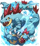  alpha_channel blitzdrachin conditional_dnp croconaw feral feraligatr group nintendo open_mouth pok&eacute;mon pok&eacute;mon_(species) red_eyes reptile scalie totodile video_games water yellow_eyes 