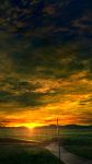  cloud cloudy_sky guard_rail highres horizon mks no_humans original outdoors power_lines road sky sunset telephone_pole yellow_sky 