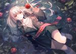  apple blush food fruit gray_hair koh_rd long_hair original red_eyes water 