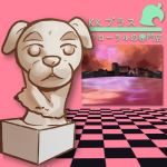  1:1 2020 :&lt; afternoon album album_cover animal_crossing building canid canine canis checkered_floor cloud cover domestic_dog eyebrows floppy_ears floral_shoppe inanimate_object japanese_text k.k._slider k.k._slider_album_redraw macintosh macintosh_plus male mammal meme nintendo pink_background sculpture sea simple_background sky solo statue text thick_eyebrows town vaporwave vektroid video_games water zaviz 