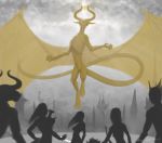  2020 anthro celeun claws day detailed_background digital_media_(artwork) dragon group hair hasbro hi_res horn magic:_the_gathering membrane_(anatomy) membranous_wings nicol_bolas outside scalie sky western_dragon wings wizards_of_the_coast 