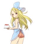  absurdres apron blonde_hair blue_eyes bow bravely_default:_flying_fairy bravely_default_(series) cake edea_lee food hair_bow highres purdoy25 tongue tongue_out 