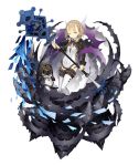  1girl blonde_hair braid briar_rose_(sinoalice) eyebrows_visible_through_hair flat_chest frills full_body holding holding_staff ji_no looking_at_viewer official_art one_eye_closed sinoalice solo staff stuffed_toy tattoo thighhighs thorns transparent_background yellow_eyes 