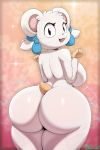  2020 2:3 absurd_res anthro big_breasts big_butt bijou_(hamtaro) breasts butt cricetid female fur hamster hamtaro_(series) hi_res huge_butt looking_at_viewer looking_back mammal miso_souperstar motion_lines rodent shaking_butt solo white_body white_fur 