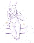  anthro asriel_dreemurr athletic athletic_male blush bottomless bovid caprine clothed clothing flaccid flower genitals goat hi_res horn male mammal nipples one_eye_closed pecs penis plant shirt sitting sketch solo stairs tank_top thick_thighs tohfu topwear undertale video_games wink 