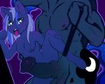  &lt;3 &lt;3_eyes animal_genitalia animal_penis anthro balls big_penis crossgender equid equine equine_penis friendship_is_magic ftm_crossgender genitals hasbro horn huge_penis larger_male lutivian male male/male mammal muscular muscular_male my_little_pony nude penis princess_luna_(mlp) raised_leg size_difference smaller_male tongue tongue_out unicorn young 