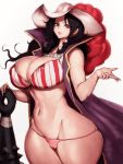  1girl alvida black_hair breasts brown_eyes cape cleavage club covered_nipples curvy earrings fumio_(rsqkr) hat highres huge_breasts jewelry lips long_hair looking_at_viewer navel necklace one_piece pearl_necklace simple_background skindentation smile solo weapon white_background wide_hips 