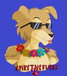  anthro black_nose brawlhalla canid canine canis domestic_dog eyewear flower fur hi_res male mammal mordex_(brawlhalla) plant solo spike_the_furry sunglasses tongue unknown_artist yellow_body yellow_fur 
