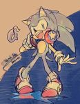  2018 anthro biped blue_body blue_fur clothing english_text eulipotyphlan footwear fur gloves green_eyes handwear headphones headphones_around_neck hedgehog kaniboshi358 male mammal musical_note open_mouth open_smile shoes smile solo sonic_the_hedgehog sonic_the_hedgehog_(series) standing star text 