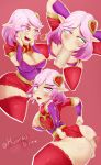  absurd_res big_breasts big_butt breasts butt disembodied_penis duo fellatio female genitals hair hi_res hot_dogging huarbodraw humanoid male male/female not_furry oral penile penis pink_hair red_background sex simple_background skye_(paladins) solo_focus 