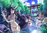  animal_ears bikini cleavage japanese_clothes seihou swimsuits sword tail 