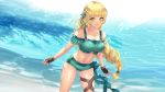  beach blonde_hair cait fire_emblem gloves green_eyes ingrid_brandol_galatea long_hair shorts third-party_edit 