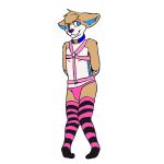  1:1 anthro armwear canid canine canis clothing codythefennec collar domestic_dog elbow_gloves girly gloves handwear harness herding_dog kelly(kelly-corgi) legwear male mammal pastoral_dog simple_background solo thigh_highs welsh_corgi 