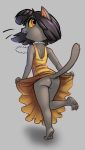  2017 3_toes anthro biped butt chibi clothed clothing digital_media_(artwork) felid female fur grey_background hair ivy_pepper jewelry lackadaisy looking_back makeup mammal mascara necklace open_mouth orange_eyes simple_background siroc solo toes webcomic yellow_sclera 