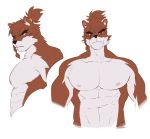  2019 abs anthro biceps canid canine cartuja epic7 hi_res male mammal muscular muscular_anthro muscular_male nude red_eyes simple_background solo uni0421 video_games white_background 