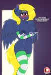  anthro bodily_fluids clothing english_text female fleet_wing friendship_is_magic hasbro hi_res lactating legwear milk my_little_pony naveen_numbers sleeves socks solo stockings text 