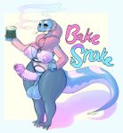  anthro bake_snake balls big_balls big_breasts big_penis bodily_fluids breasts clothed clothing digital_media_(artwork) drugs foreskin genitals gynomorph hi_res intersex jroy101 lactating milk nipples penis reptile scalie serpentine simple_background smoking snake solo 