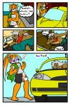  anthro blush breasts canid canine canis car clothed clothing comic dialogue digital_media_(artwork) duo english_text felid female fur hair jones_tsunamidusher lion male mammal outside pantherine purple_eyes smile swimwear text tsunamidusher vehicle wolf 