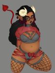  &lt;3 &lt;3_eyes 3:4 absurd_res big_breasts big_butt black_hair black_lips bodily_fluids breasts butt clothing dark_skin demon demon_humanoid erect_nipples eyewear female fishnet genital_fluids glasses hair hi_res horn humanoid humanoid_pointy_ears kneeling lingerie lips looking_at_viewer nessowa_(only0neman) nipples only0neman pussy_juice slightly_chubby solo spade_tail tagme thick_lips thick_thighs 