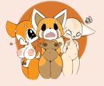  2020 aggressive_retsuko ailurid antelope anthro big_breasts bovid breast_size_difference breasts canid canine embarrassed female fennec fenneko fox front_view gazelle genitals group hand_on_breast horn looking_at_viewer mammal nipples nude one_eye_closed pussy red_panda retsuko sanrio small_breasts thick_thighs tsunoda vono wink 