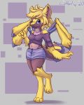  anthro blue_eyes bottomwear clothing coffeefly female galvantula hi_res nintendo pok&eacute;mon pok&eacute;mon_(species) shorts simple_background solo standing video_games 