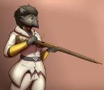  adrioda_(thony_dog) avian clothed clothing gun ranged_weapon rifle solo thony_dog weapon 