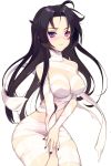  1000marie 1girl bandages black_hair blush breasts hair_down heterochromia highres lab_rat_rabian long_hair looking_at_viewer medium_breasts mummy nail_polish naked_bandage official_art open_mouth purple_eyes resized soccer_spirits solo transparent_background upscaled 