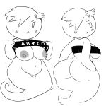  1:1 accessory big_breasts big_butt blush bottomless breasts butt carrie_krueger cartoon_network clothed clothing clothing_lift convenient_censorship darky female ghost hair hair_accessory half-closed_eyes hand_on_hip hi_res humanoid looking_at_viewer mammal monochrome narrowed_eyes nipples partially_clothed presenting presenting_hindquarters shirt shirt_lift simple_background solo spirit the_amazing_world_of_gumball thick_thighs topwear white_background wide_hips 