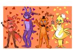  avian bird bonnie_(fnaf) bow_tie canid canine character_name chica_(fnaf) chicken clothing crew cupcake_(fnaf) dress eye_patch eyewear female five_nights_at_freddy&#039;s fox foxy_(fnaf) freddy_(fnaf) galliform gallus_(genus) group lagomorph leporid male male/female mammal microphone phasianid pirate rabbit reikoi02 ursid video_games 