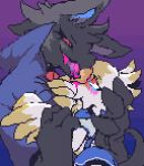  &lt;3 2020 ambiguous_gender animated avian bird black_body black_fur chiropteran duo female fur kissing loop mammal ouroporos red_eyes short_playtime 