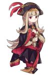  1girl closed_mouth fire_emblem fire_emblem_heroes grey_hair haconeri hat long_hair long_sleeves pirate_costume pirate_hat red_eyes red_legwear simple_background solo thighhighs veronica_(fire_emblem) white_background 