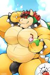  anthro boo_(mario) bowser bulge clothing duo eyewear hi_res koopa male mario_bros musclegut muscular muscular_male nintendo scalie schwarzfox sunglasses thong underwear video_games 