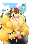  anthro bowser bullet_bill genitals hi_res koopa looking_at_viewer male mario_bros musclegut muscular muscular_anthro muscular_male nintendo nude one_eye_closed penis scalie schwarzfox solo vein veiny_penis video_games wink 