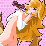  1girl ass bestiality blonde_hair blue_eyes blush bowser breasts cowgirl_position crown earrings elbow_gloves english girl_on_top gloves heart jewelry long_hair lowres monster nintendo nipples nude peach polka_dot polka_dot_background princess_peach pussy_juice saliva sex straddling super_mario_bros. sweat tears text vaginal 