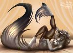  anthro artwork_(digital) bed bedroom breasts clothing digital_drawing_(artwork) digital_media_(artwork) equid equine eyewear female fluffy fur furniture glasses hooves horse legwear lying mammal nipples on_back patreon_reward pinup pose slightly_chubby smile solo stockings sunny_way 