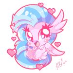  1:1 2019 absurd_res avian beak blue_hair chibi european_mythology friendship_is_magic greek_mythology hair hasbro hi_res hippogriff hungrysohma16 my_little_pony mythological_avian mythology pink_beak pink_body silverstream_(mlp) simple_background solo white_background wings 