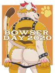  2020 alternate_species balls black_nose bowser bowser_day butt clothing felid feline genitals hi_res koopa mammal mario_bros meowser nintendo oseterollicete paws scalie smoosho text tongue tongue_out underwear video_games 